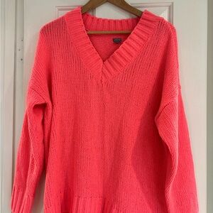 Aerie V-Neck Sweater - Bright Coral